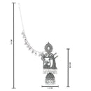Etnico Silver Plated Traditional Jhumka Motif Oxidised Earring With Ear Chain for Women