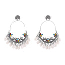 Etnico Traditional Silver Oxidised Dangle Earrings For Women