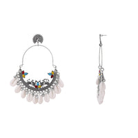 Etnico Traditional Silver Oxidised Dangle Earrings For Women