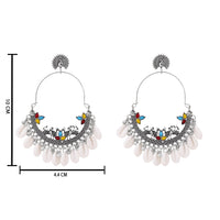 Etnico Traditional Silver Oxidised Dangle Earrings For Women