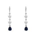 Etnico Silver Plated Cubic Zirconia American Diamond Drop Earrings for Women (Silver blue)