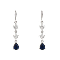 Etnico Silver Plated Cubic Zirconia American Diamond Drop Earrings for Women (Silver blue)
