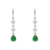 Etnico Silver Plated Cubic Zirconia American Diamond Drop Earrings for Women (Silver green)