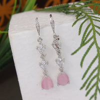 Etnico Silver Plated Cubic Zirconia American Diamond Drop Earrings for Women (E3394ZPi)