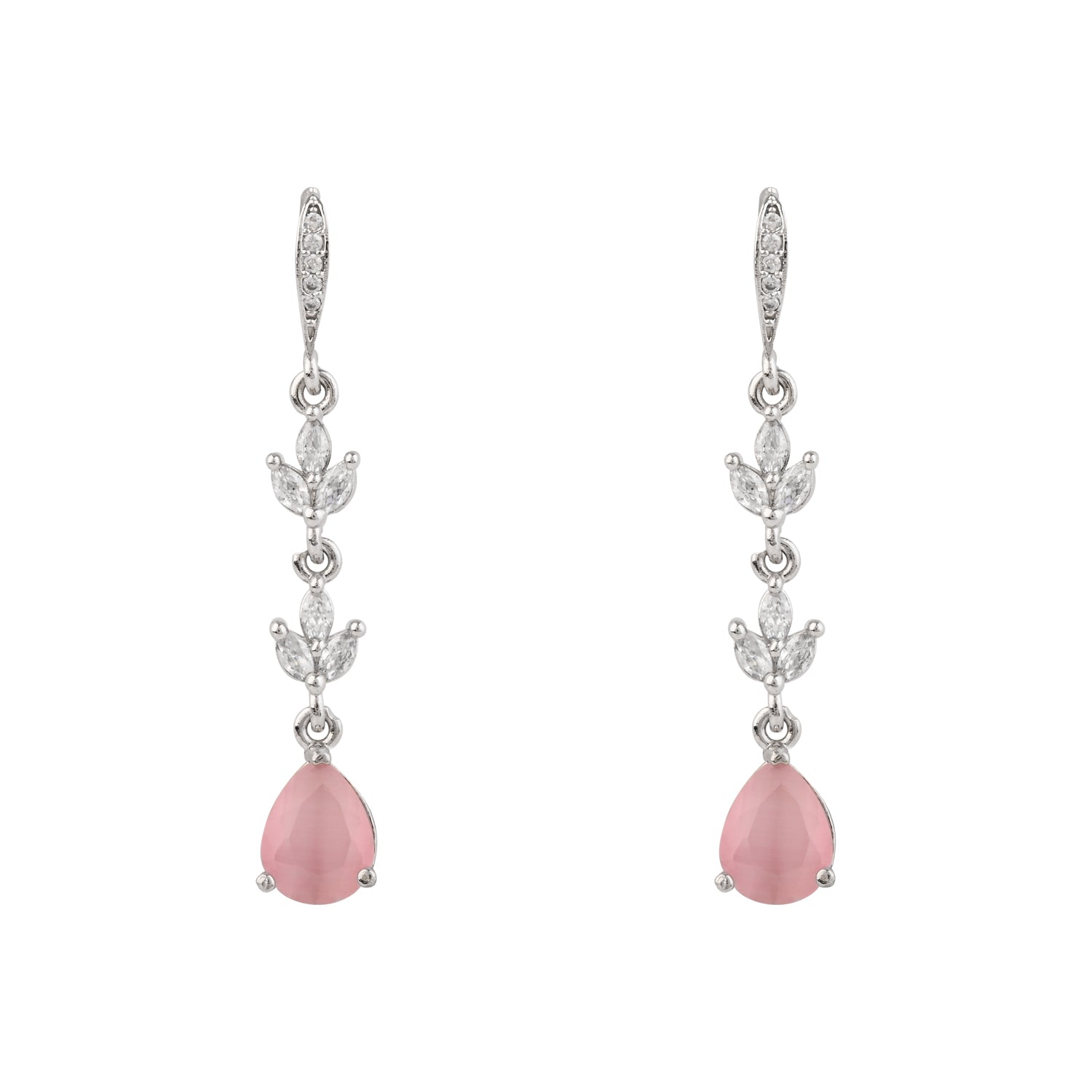 Etnico Silver Plated Cubic Zirconia American Diamond Drop Earrings for Women (E3394ZPi)