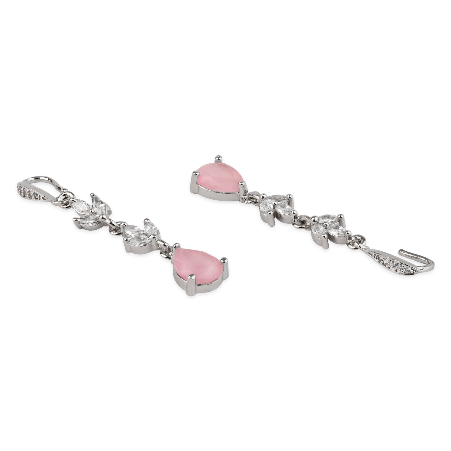 Etnico Silver Plated Cubic Zirconia American Diamond Drop Earrings for Women (E3394ZPi)