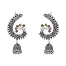 Etnico Silver Oxidised Traditional Ear Cuff with Jhumka Navratri Earrings For Women (Traditional)