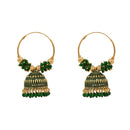 Etnico Gold Plated Traditional Handcrafted Beaded Jhumka Hoop Earrings for Women