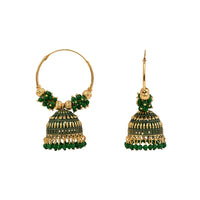 Etnico Gold Plated Traditional Handcrafted Beaded Jhumka Hoop Earrings for Women