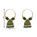 Etnico Gold Plated Traditional Handcrafted Beaded Jhumka Hoop Earrings for Women
