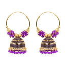 Etnico Gold Plated Traditional Handcrafted Beaded Jhumka Hoop Earrings for Women