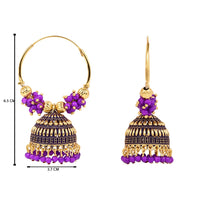 Etnico Gold Plated Traditional Handcrafted Beaded Jhumka Hoop Earrings for Women