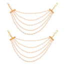 Etnico Gold Plated Traditional Pearl Multi Layered Ear Chain For Women