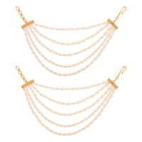 Etnico Gold Plated Traditional Pearl Multi Layered Ear Chain For Women