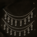 Etnico Navratri Silver Oxidised Layered Ear Chains with Danglers for Women 