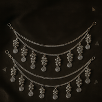 Etnico Navratri Silver Oxidised Layered Ear Chains with Danglers for Women 