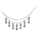 Etnico Navratri Silver Oxidised Layered Ear Chains with Danglers for Women