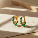 Etnico Gold Plated Stone Drop Hoop Earrings