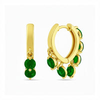 Etnico Gold Plated Stone Drop Hoop Earrings