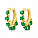 Etnico Gold Plated Stone Drop Hoop Earrings