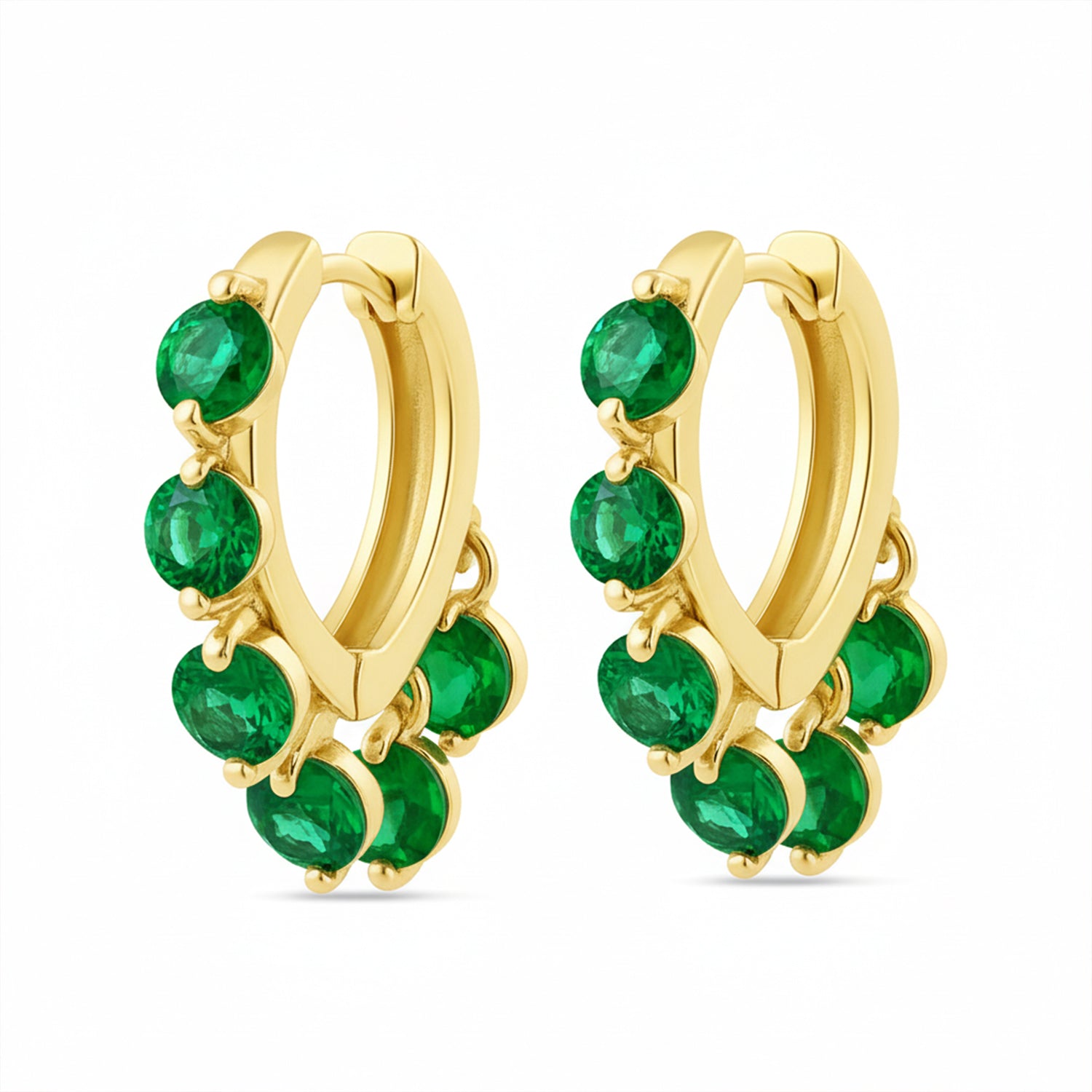 Etnico Gold Plated Stone Drop Hoop Earrings