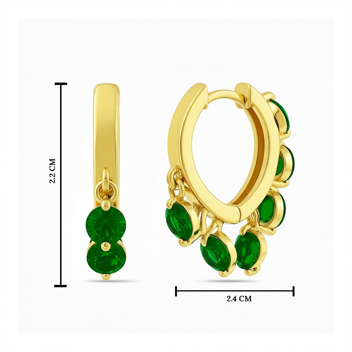 Etnico Gold Plated Stone Drop Hoop Earrings
