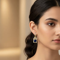 Etnico Gold Plated American Diamond Cubic Zirconia Drop Earrings