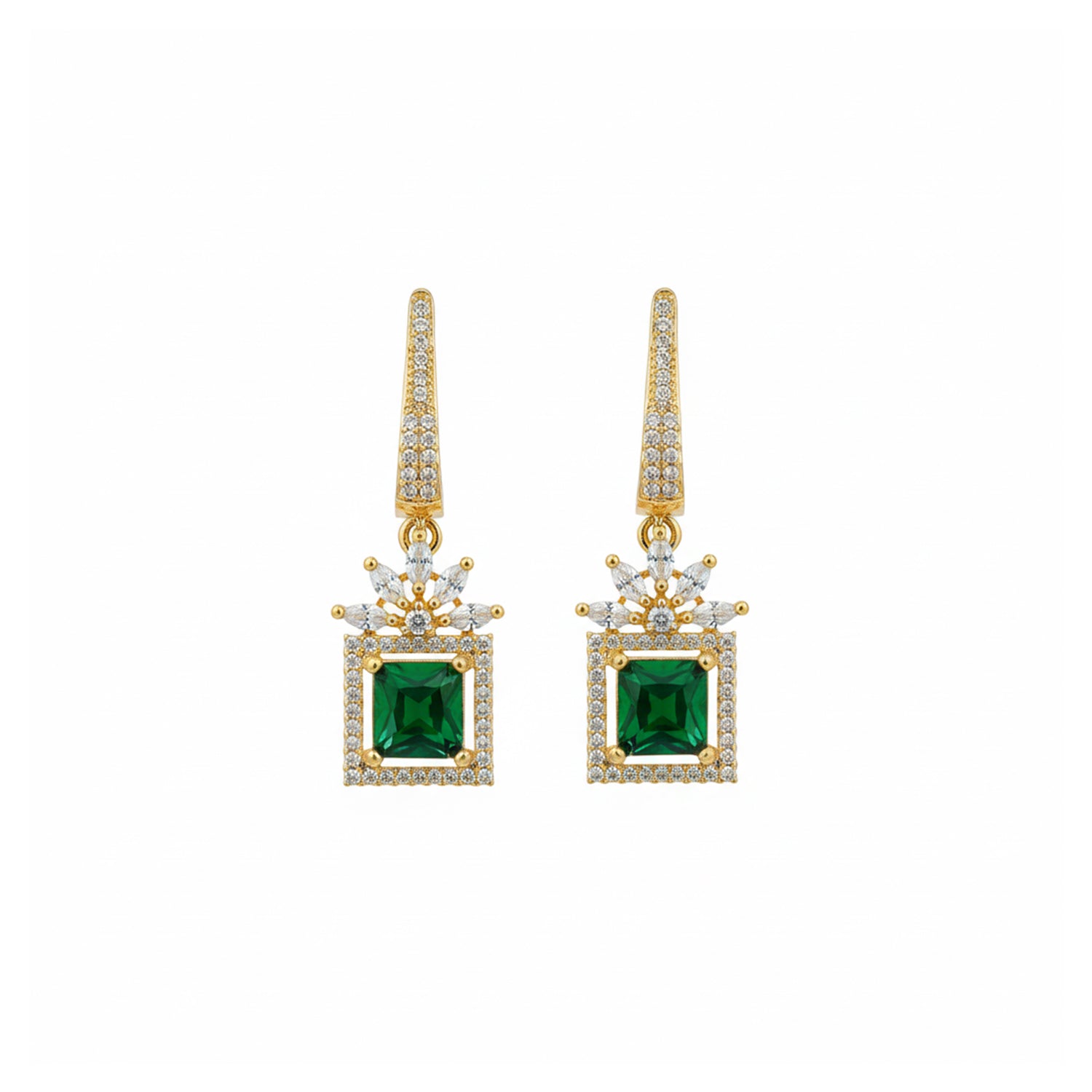 Etnico Gold Plated American Diamond Cubic Zirconia Drop Earrings