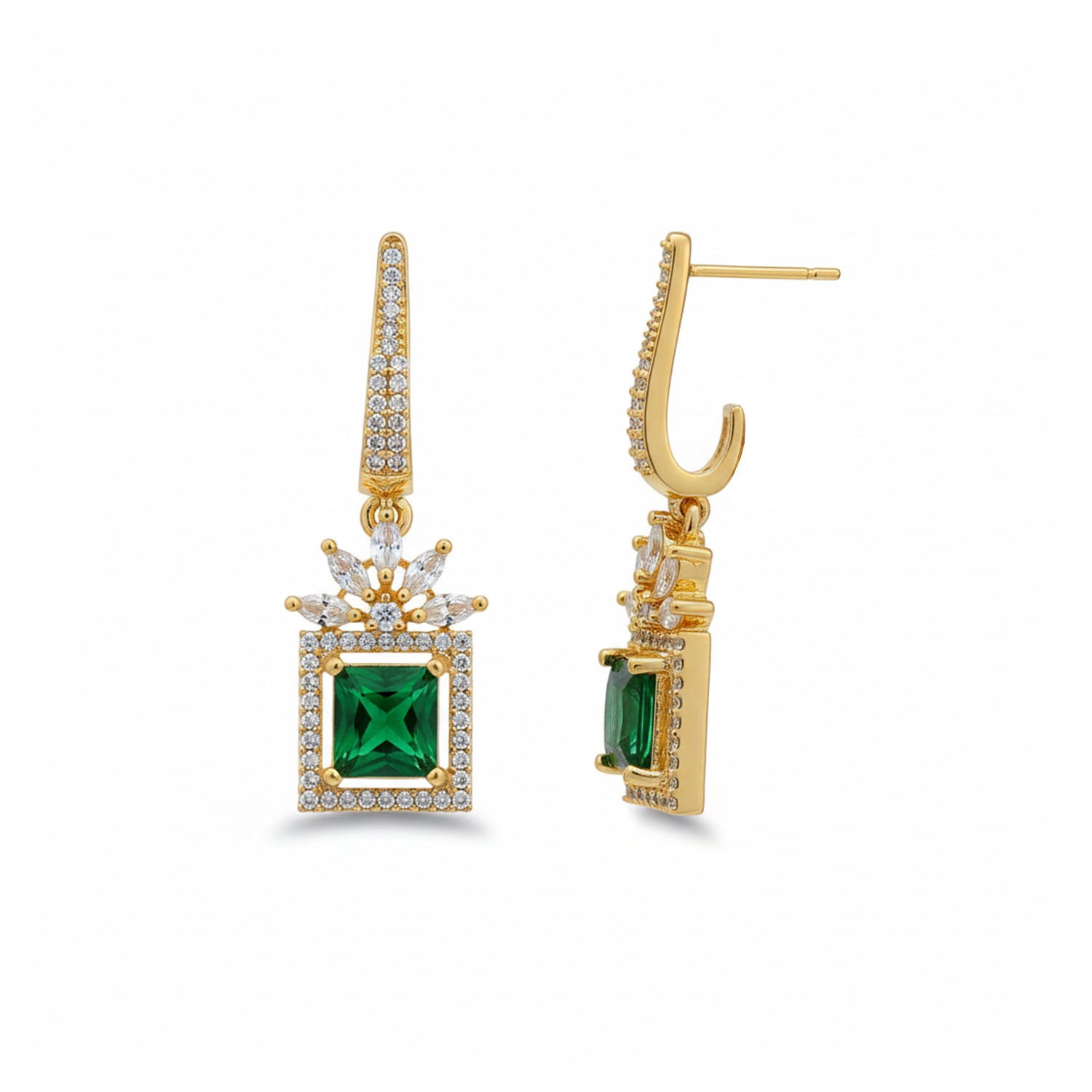 Etnico Gold Plated American Diamond Cubic Zirconia Drop Earrings