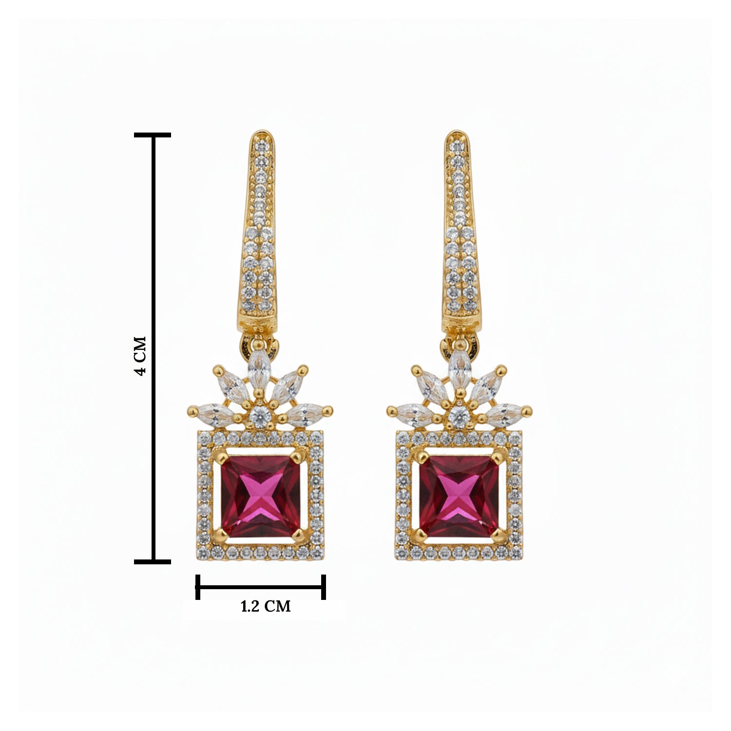 Etnico Gold Plated American Diamond Cubic Zirconia Drop Earrings
