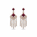 Etnico Rose Gold Plated American Diamond Cubic Zirconia Dangler Earrings