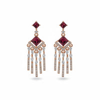 Etnico Rose Gold Plated American Diamond Cubic Zirconia Dangler Earrings