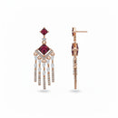 Etnico Rose Gold Plated American Diamond Cubic Zirconia Dangler Earrings