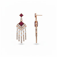 Etnico Rose Gold Plated American Diamond Cubic Zirconia Dangler Earrings