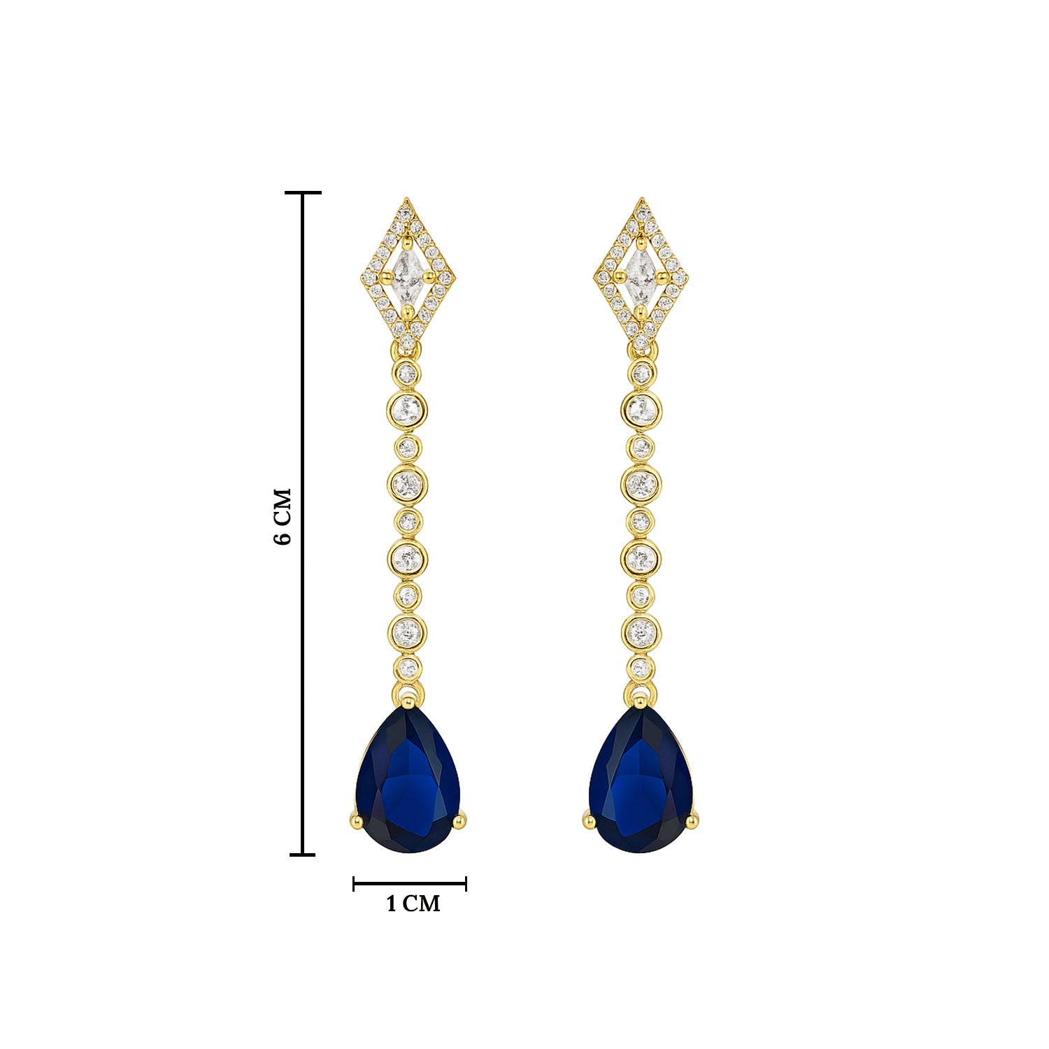 Etnico Gold Plated American Diamond Cubic Zirconia Linear Drop Dangler Earrings