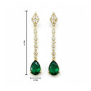 Etnico Gold Plated American Diamond Cubic Zirconia Linear Drop Dangler Earrings