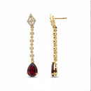 Etnico Gold Plated American Diamond Cubic Zirconia Linear Drop Dangler Earrings