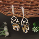 Etnico Gold Plated American Diamond Cubic Zirconia Statement Dangler Earrings