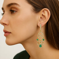 Etnico Gold Plated American Diamond Cubic Zirconia Statement Dangler Earrings