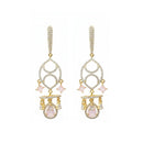 Etnico Gold Plated American Diamond Cubic Zirconia Statement Dangler Earrings