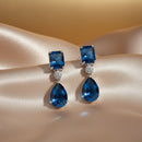 Etnico Silver Plated Designer American Diamond Earrings for Women