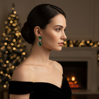 Etnico Silver Plated Designer American Diamond Earrings for Women 