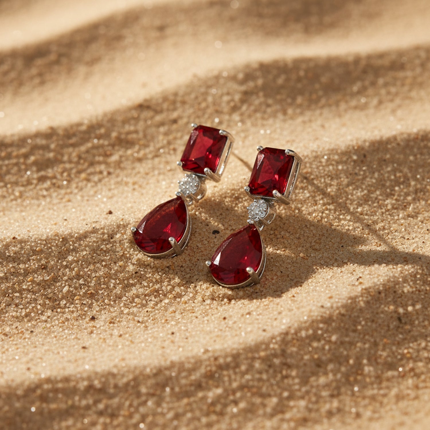 Etnico Silver Plated Designer American Diamond Earrings for Women