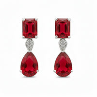 Etnico Silver Plated Designer American Diamond Earrings for Women