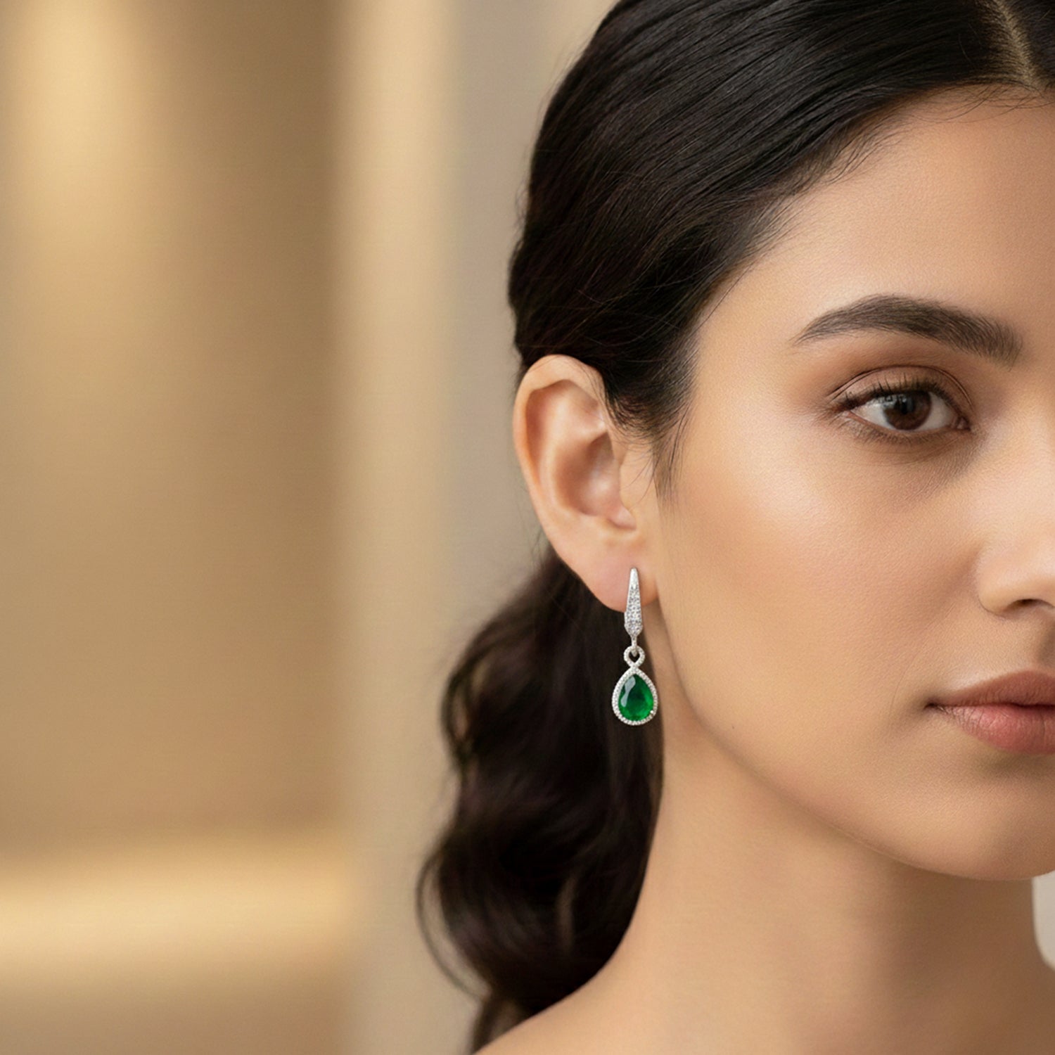 Etnico Silver Plated Designer American Diamond Earrings for Women