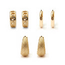 Etnico Pack of 3 Gold Plated Fashion Stylish Hoop Earrings for Women