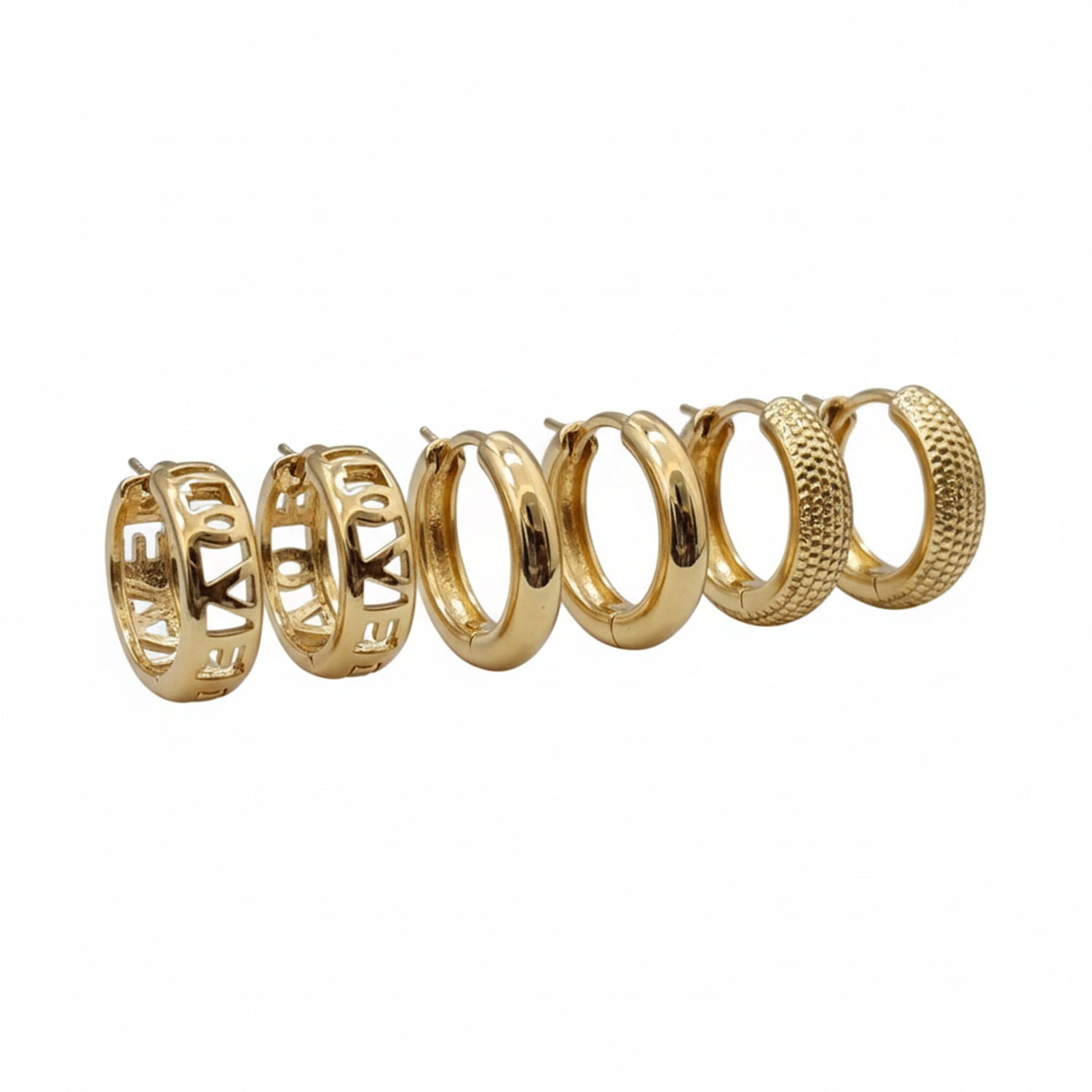 Etnico Pack of 3 Gold Plated Fashion Stylish Hoop Earrings for Women