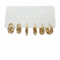 Etnico Pack of 3 Gold Plated Fashion Stylish Hoop Earrings for Women