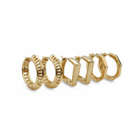 Etnico Pack of 3 Gold Plated Fashion Stylish Geometric Hoop Earrings for Women