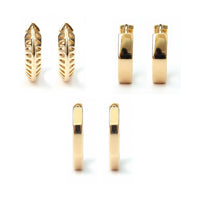 Etnico Pack of 3 Gold Plated Fashion Stylish Geometric Hoop Earrings for Women